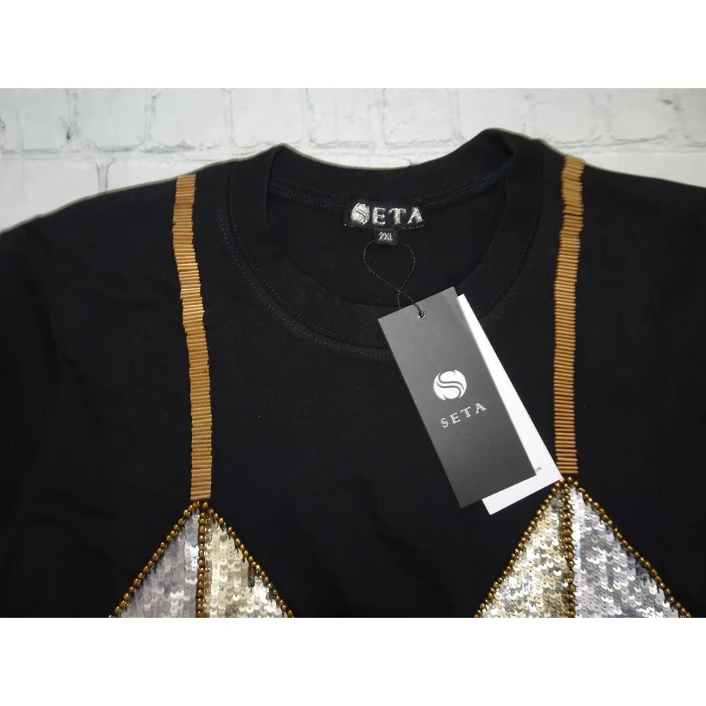 Seta Apparel Women's Bralette T-Shirt, 2XL, Black - Picture 2 of 7